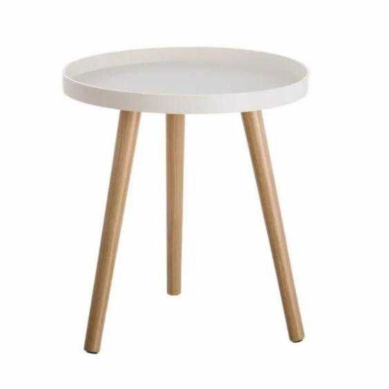 Table dappoint coloris blanc-naturel- Longueur 40 x Profondeur 40 x Hauteur 43,50 cm