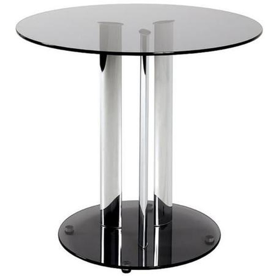 Table dappoint coloris chromé-gris en acier - H 57 x Ø 50 cm