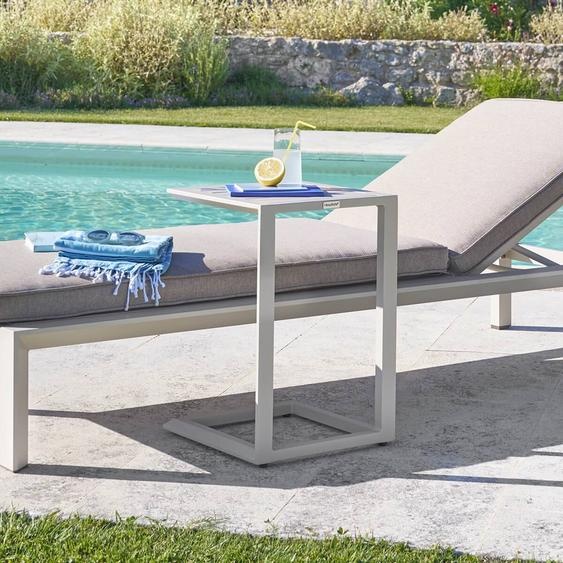 Table dappoint de jardin carré EVASION Argile 38 x 56,5 cm - Aluminium traité époxy Hespéride