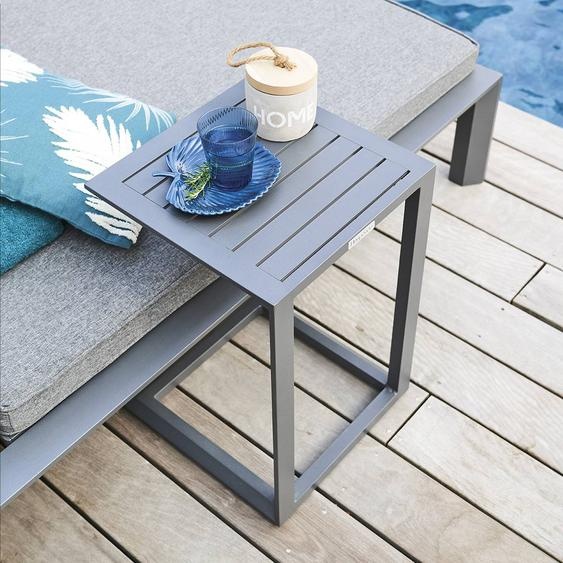 Table dappoint de jardin carré EVASION Graphite 38 x cm - Aluminium traité époxy Hespéride
