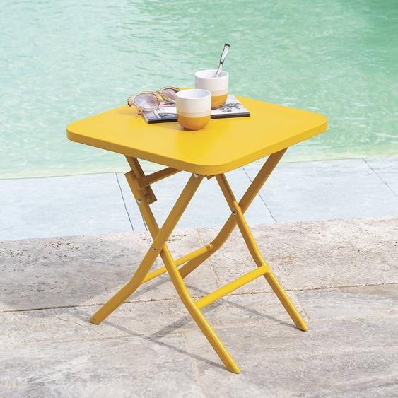 Table dappoint de jardin carré GREENSBORO Jaune moutarde 40 x cm - Acier, Traitement anti-rouille renforcé Hespéride