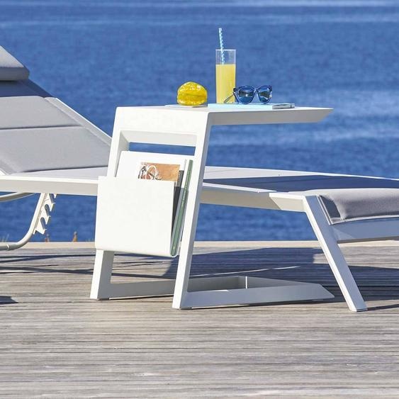 Table dappoint de jardin carrée ALLURE Blanc 55 x 45 cm - Aluminium traité époxy Hespéride
