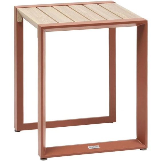 Table dappoint de jardin carrée ALLURE Lin / Acajou 44 x 55 cm - Acier, Aluminium, Traitement anti-rouille Hespéride