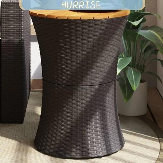 Table DAppoint De Jardin Forme Tambour Noir Rotin Bois Massif 7064170662447