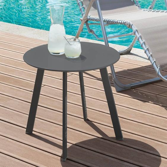 Table dappoint de jardin rond SAONA Graphite 50 x 45 cm - Acier traité époxy, Traitement anti-rouille renforcé Hespéride