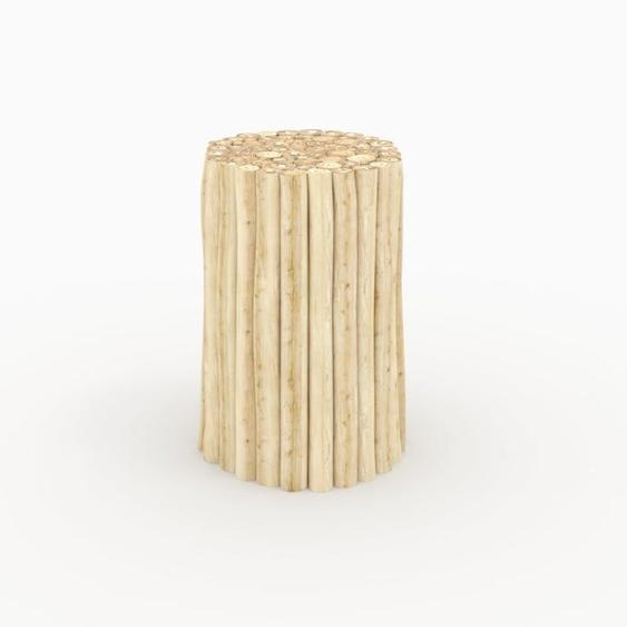 Table dappoint de jardin ronde  en rondins de teck D30 cm - Imani - Rendez-Vous Déco