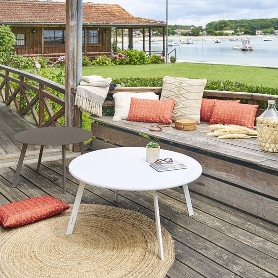 Table dappoint de jardin ronde SAONA Blanc 90 x 40 cm - Acier traité époxy, Traitement antirouille renforcé Hespéride