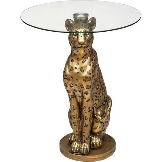 Table dappoint - ATMOSPHERA - Leopard - Verre trempé - Polyrésine - Or