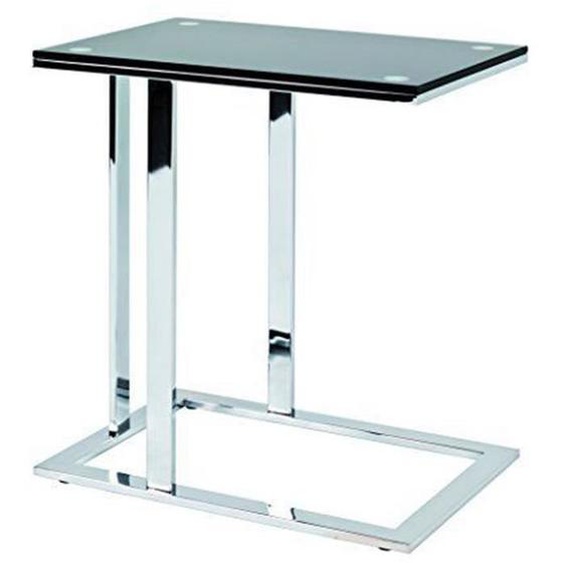 Table dappoint en acier et verre trempé noir - PEGANE - L54 x P37 x H58 cm