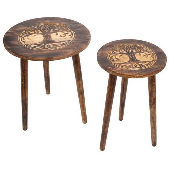 Table dappoint en bois Arbre de Vie - ROCKING GIFTS - 2 tailles - Marron - Vintage
