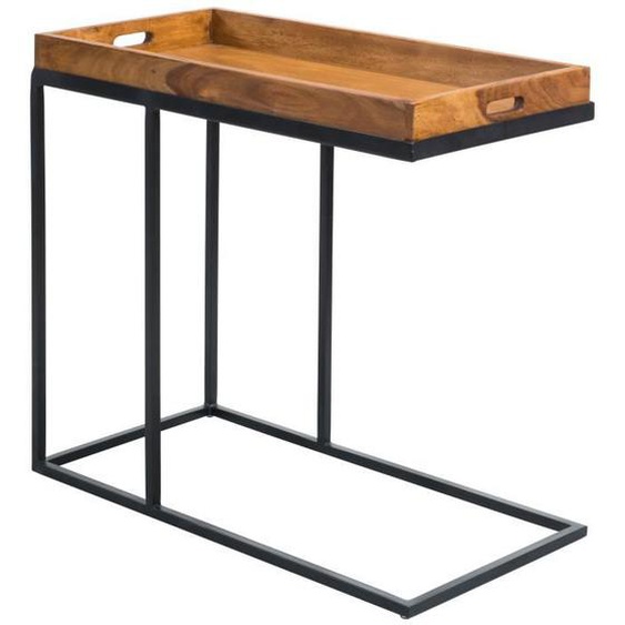 Table dappoint en bois de Sheesham et métal - WOHNLING - WL5.667 - Marron foncé - Rectangulaire - Classique