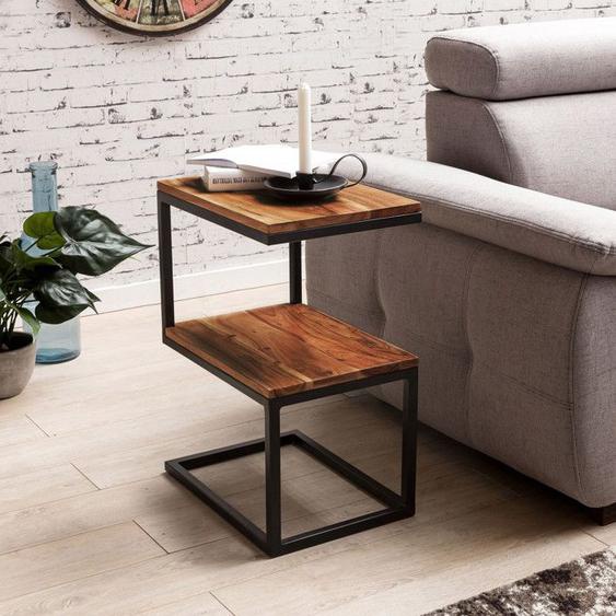 Table dappoint en bois massif Sheesham - WOHNLING AKOLA - Design de style country - 45x60x30cm