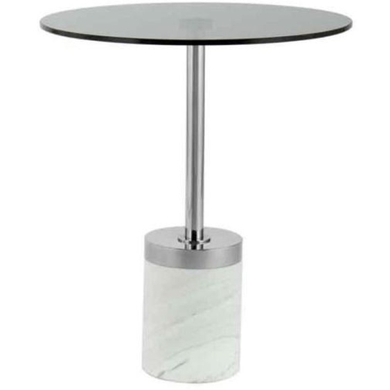 Table dAppoint en Marbre Lana 53cm Gris & Blanc