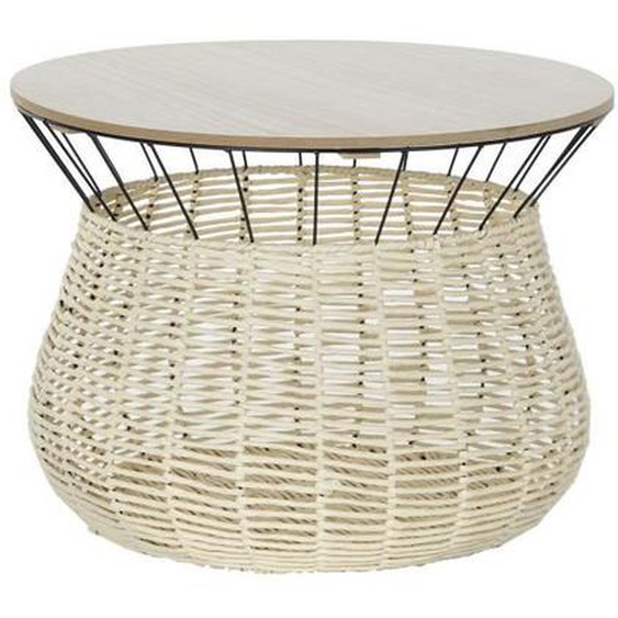Table dappoint en MDF et fer coloris naturel- noir - diamètre 54 x hauteur 40 cm