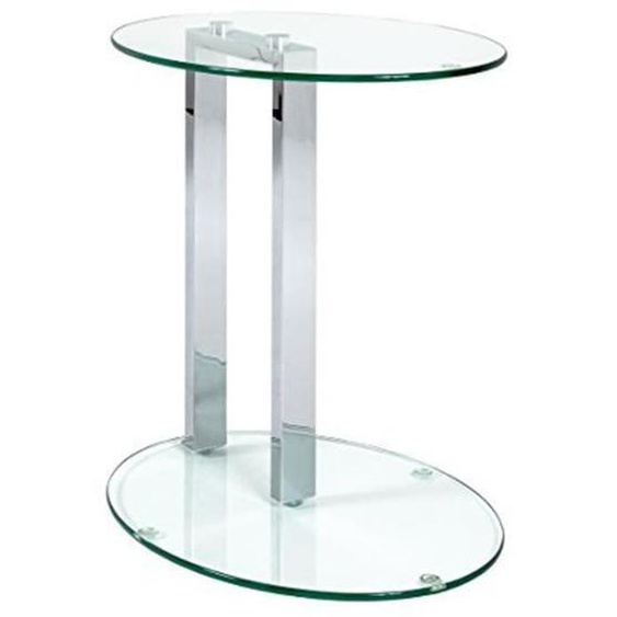 Table dappoint en métal chromé et verre trempé - Dim : L45 x H50 x P35 cm