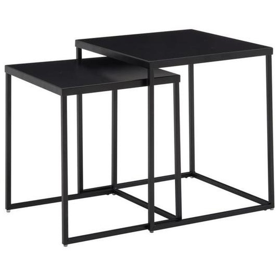 Table dappoint gigogne en métal noir - WOHNLING - Ensemble de 2 tables carrées - Style industriel