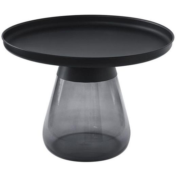 Table dappoint H. 42 cm verre trempé noir fumé et métal noir - SHURI Meubletmoi
