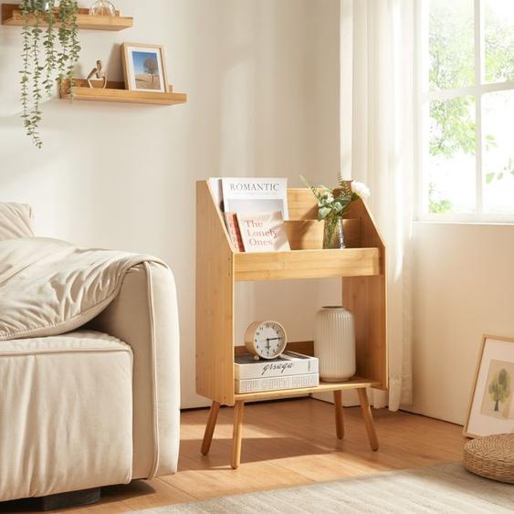Table dappoint Inderøy avec 3 compartiments de rangement bambou 80 x 50 x 25 cm naturel