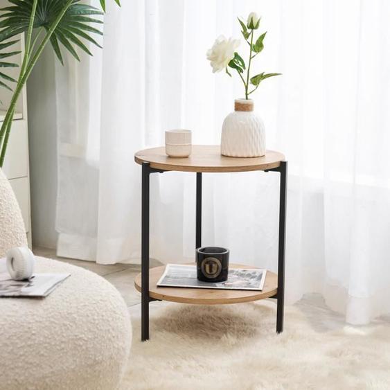 Table dappoint Kuopio ronde 50 x 40 cm noir et effet bois