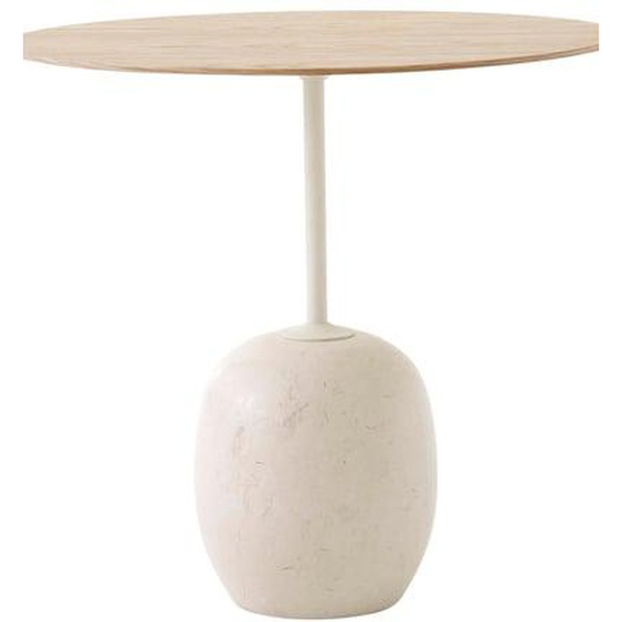 Table dappoint Lato - ovale 40 x 50 cm - Lacquered Oak & Crema Diva Marble