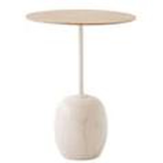 Table dappoint Lato - Ø40 cm - Lacquered Oak & Crema Diva Marble