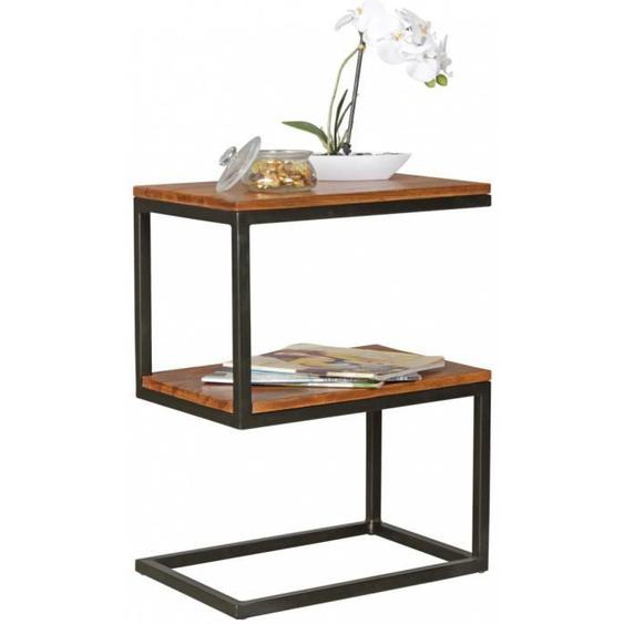 Table dappoint marron contemporain en acier L. 45 x P. 30 x H. 60 cm collection Llangattock VIV-71414 Marron