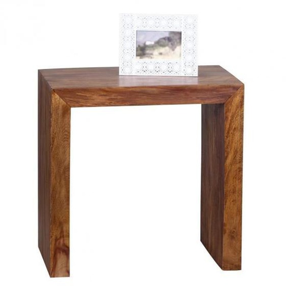 Table dappoint marron contemporain en bois massif L. 60 x P. 35 x H. 60 cm collection Oving Marron