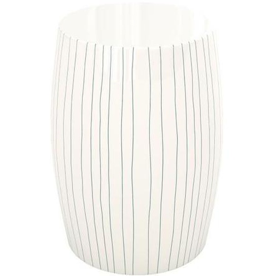 Table dappoint ronde en métal blanc rayé D26 cm -  Rendez-Vous Déco