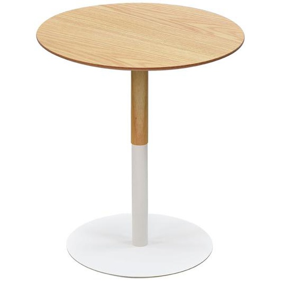 Table dappoint ronde DILA H45 en bois finition naturelle et métal blanc