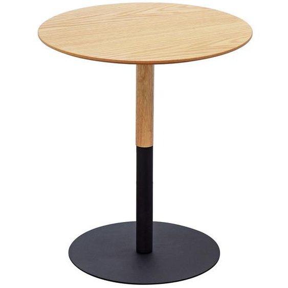 Table dappoint ronde DILA H45 en bois finition naturelle et métal noir