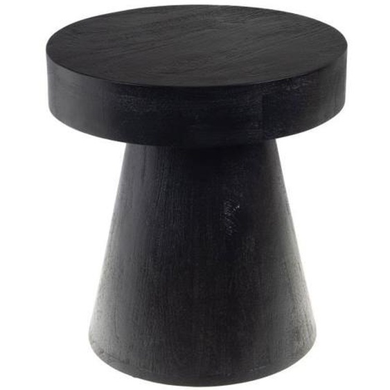 Table dappoint ronde en bois de manguier - Noir - 40x40x43 cm - Ethnique - Ailleurs