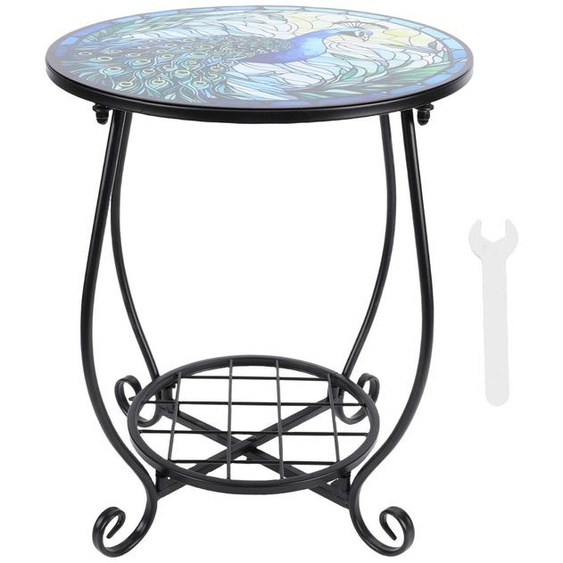 Table dappoint ronde en métal, style B, idéale pour lintérieur et lextérieur. Table décorative en fer pour patio, jardin, balcon, ou comme table basse. Convient pour une utilisation en intérieur et en extérieur