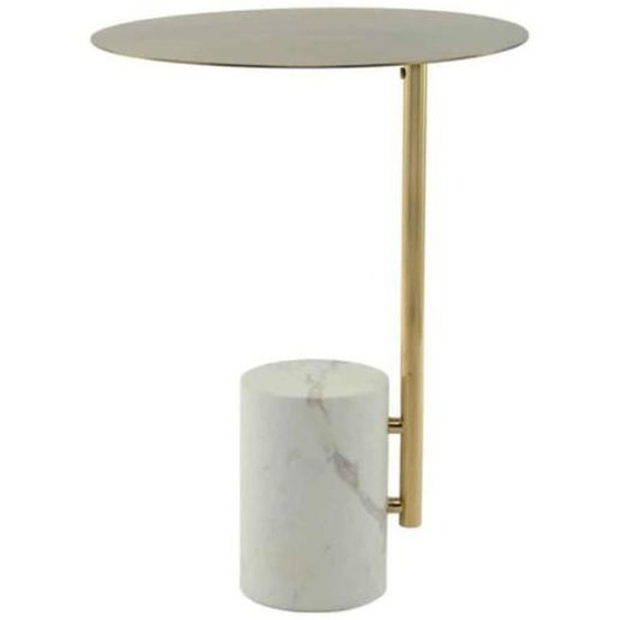 Table dAppoint Ronde Rocio 54cm Blanc & Or