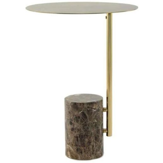 Table dAppoint Ronde Rocio 54cm Marron & Or