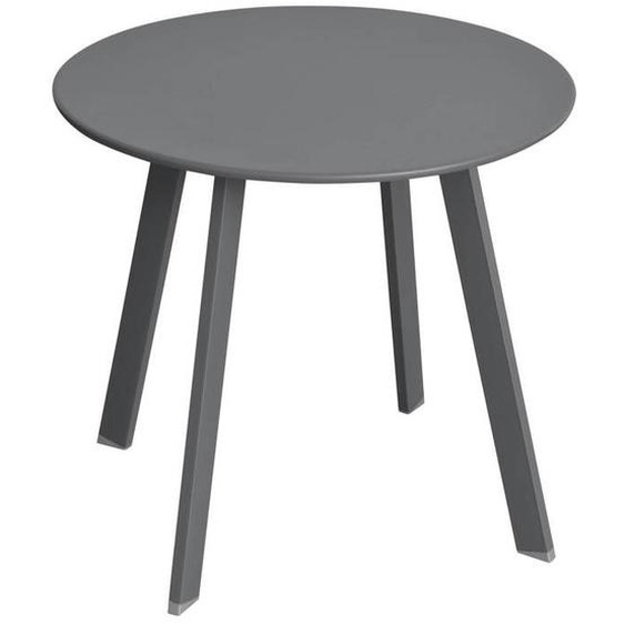 Table dappoint de jardin ronde Saona graphite mat 50x45cm en acier cataphorèse - Hespéride