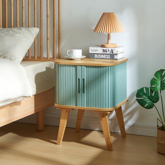 Table dappoint Tysvær bambou 59 x 45 x 45 cm naturel bleu