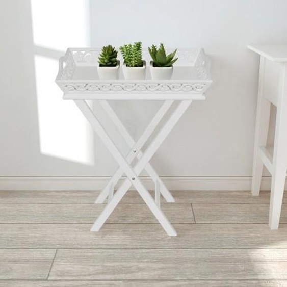 Table dappoint - vidaXL - Blanc - MDF - Pliable - Design contemporain
