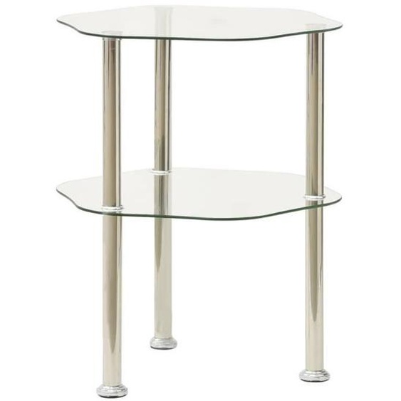 Table dappoint - VINGVO - Transparent - Verre trempé - Acier inoxydable - Design hexagonal
