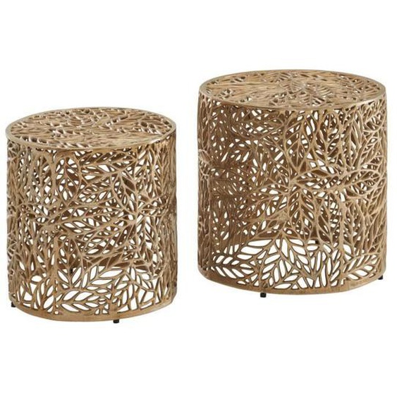 Table dappoint WOHNLING Lot de 2 en Métal Moderne Or