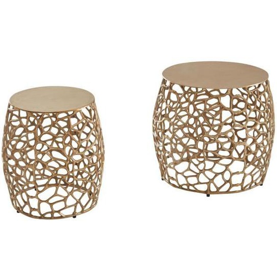 Table dappoint - WOHNLING - Lot de 2 - Métal Or Moderne - Petite Table Basse de Salon
