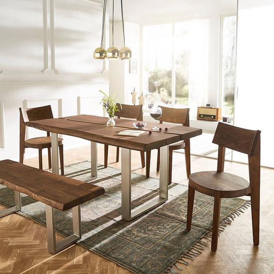 Table-darbre Live-Edge 180x100 acacia marron plateau 5,5 cm cadre mince, Tables de salle à manger, Baumkantenmöbel, Massivholzmöbel, Massivholz