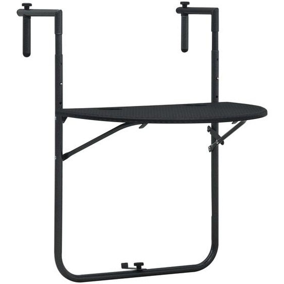 Table de balcon Noir 60x64x83,5 cm Plastique Aspect de rotin