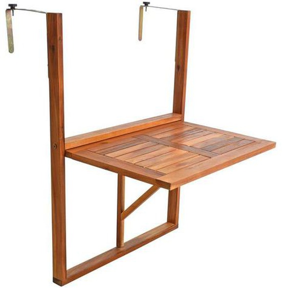 Table de balcon pliante suspendue en bois dacacia 64 x 41 x 87 cm