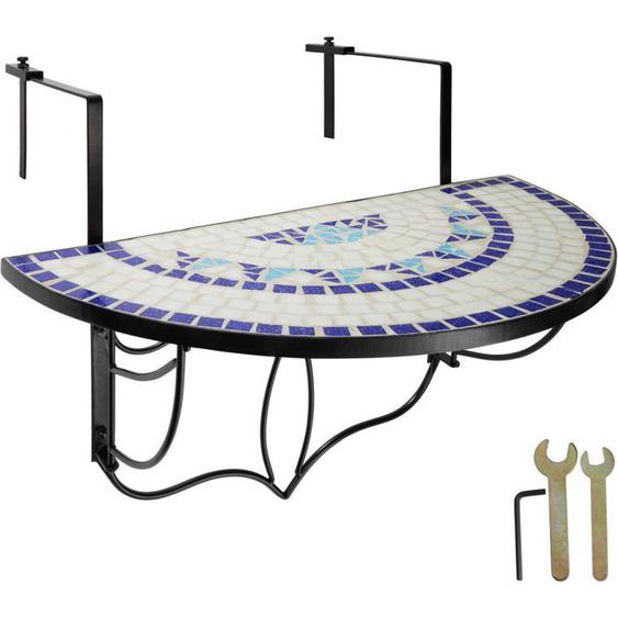 Table de balcon rabattable blanc/bleu 76 cm