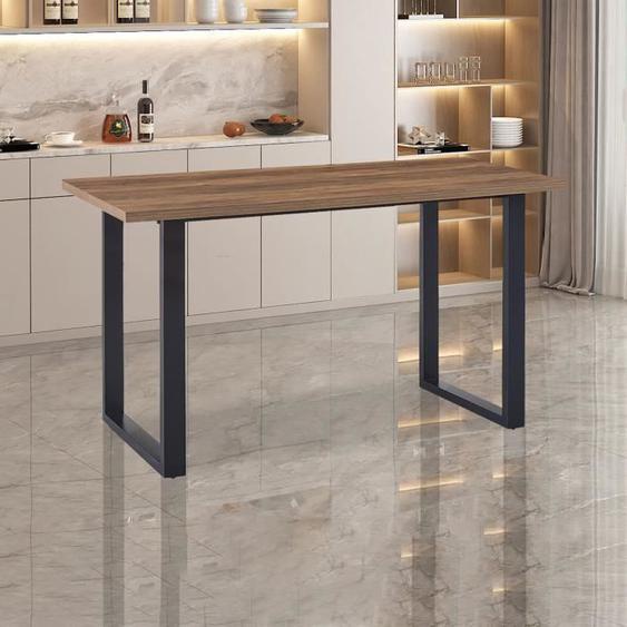 Table de bar 160x80x93 cm décor marron et métal noir - ALEXA