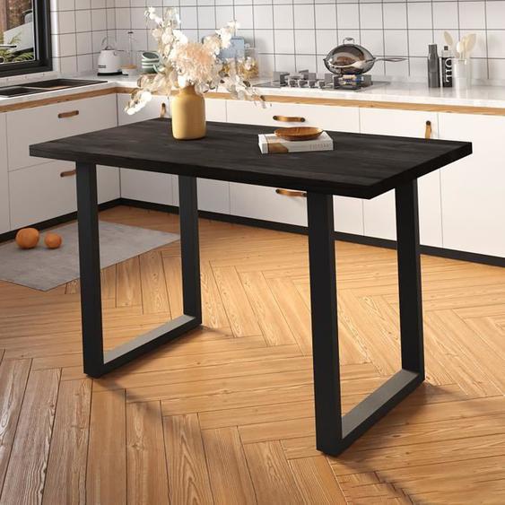 Table de bar 160x80x93 cm en bois exotique et métal noir