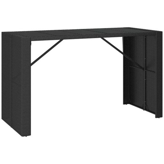 Table de bar et dessus en verre noir 185x80x110 cm poly rotin