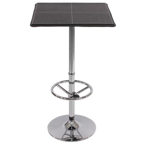Table de bar Chicago - Noir - Repose-pied réglable en hauteur - Design moderne - Finition robuste