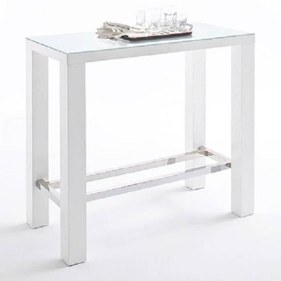 Table de bar design - INSIDE 75 - JANIS - Blanc laqué brillant - Métal - L120 x P60 x H107 cm