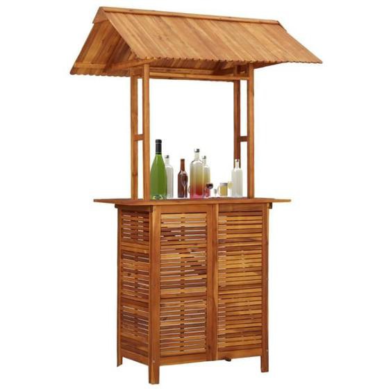 Table de bar dextérieur - Omabeta - Bois dacacia massif - 122x106x217 cm - Avec toit - Élégante